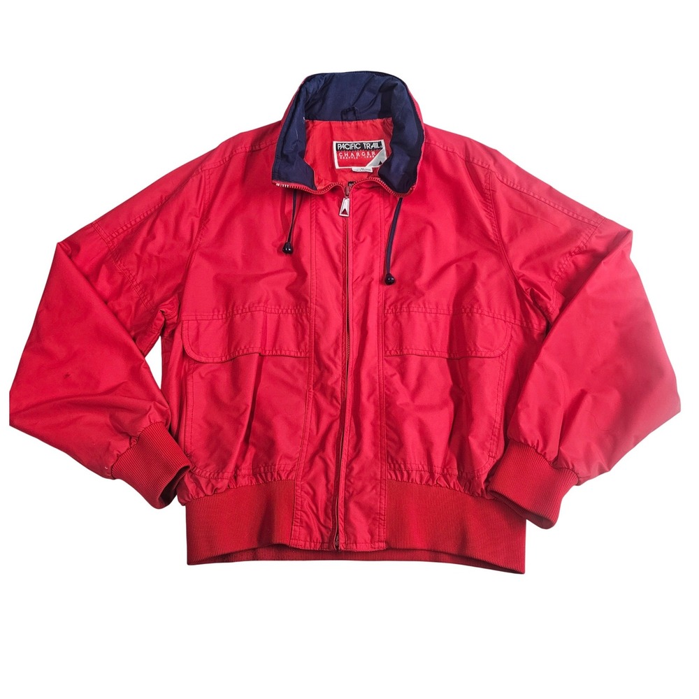 Pacific Trail Charger Red Weatherproof Barrier Cloth Bomber Jacket Mens Medium